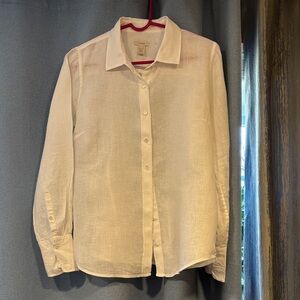 J. Crew Lightweight Linen Button-Up Shirt in White